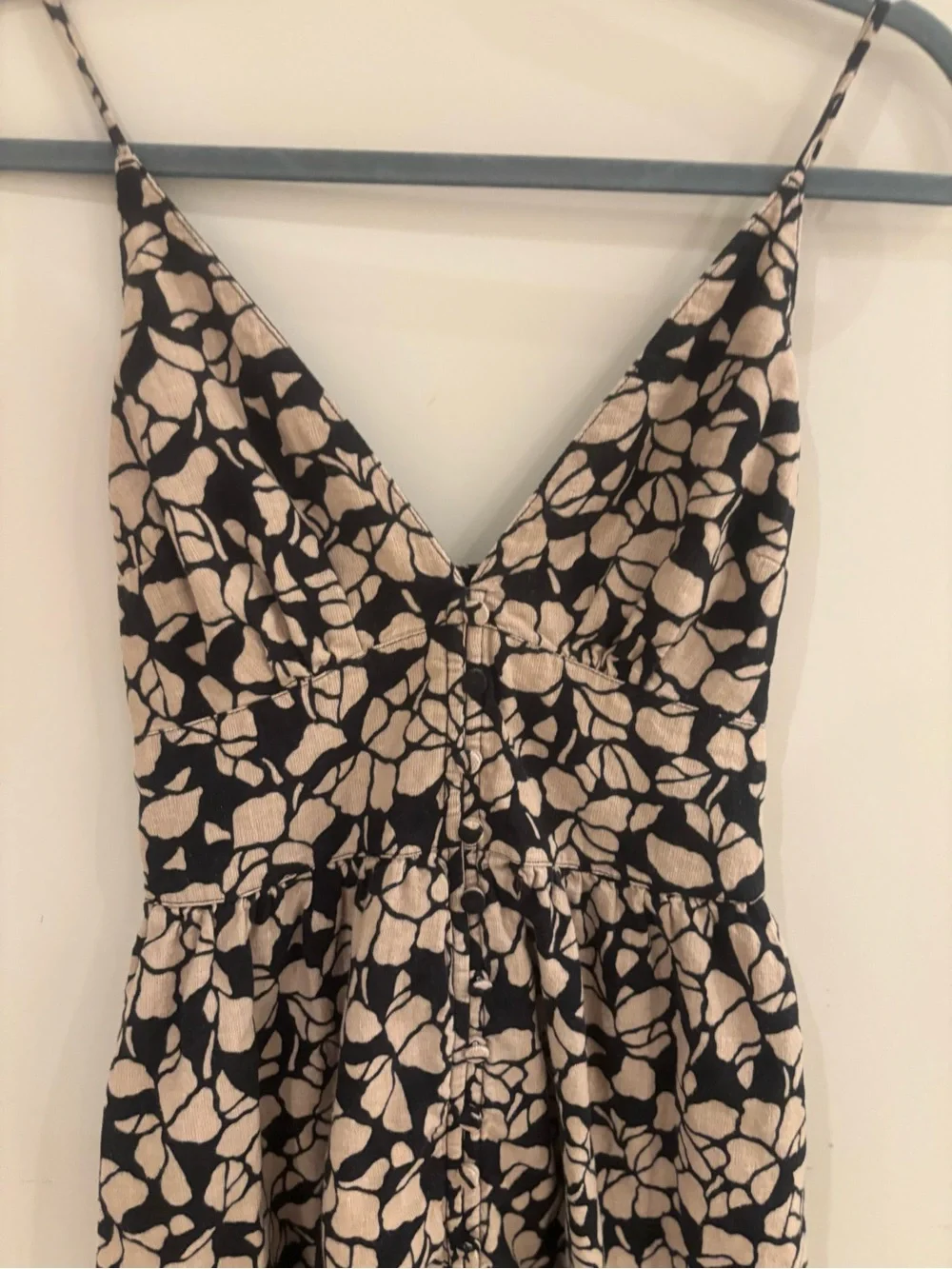 Abercrombie & Fitch Black and Cream Floral Maxi Dress with Spaghetti Straps